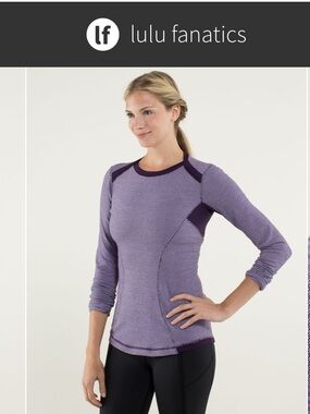 Lululemon Base Runner Long Sleeve ~sz 6 Mini Check Pique Deep Zinfadel 643